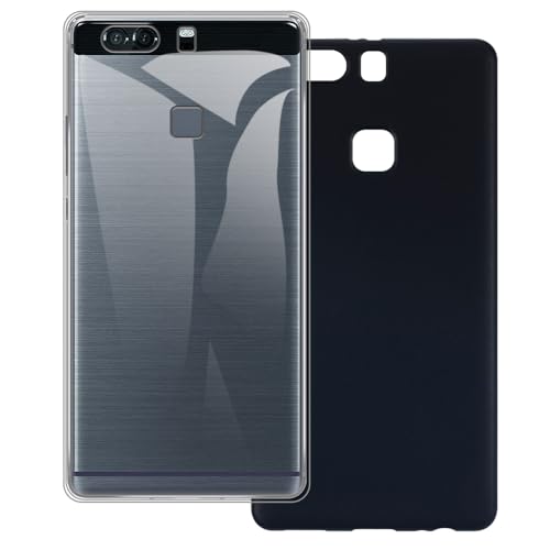 UOGNADGD 2-Pack TPU Case Compatible with Huawei P9 Plus Phone Cover - Shockproof Flexible Protective Accessories with Precise Cutouts (Clear+Black)