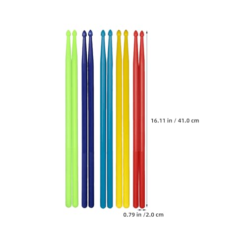 Baquetas de nylon DECHOUS, 5 pares, 16 pulgadas, multicolor, antideslizantes, para jazz, ejercicio y práctica grupal de percusión miniatura 2