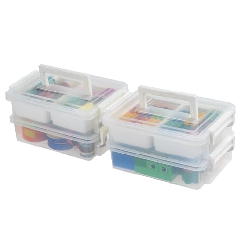 Image of IRIS USA 1 Qt. Plastic Storage Bins with Lids, 2 Pack, Craft Storage Container, Sensory Bin, Organizing Containers for Home, Office & Art Supplies, Stackable, White