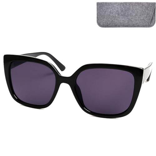 Mini Brille - Gafas de Sol de Lectura – Estilo Mariposa, Montura Gruesa Oversize Negra de Hombre y Mujer, Protección UV 400, Estuche +1.5 Dioptrías