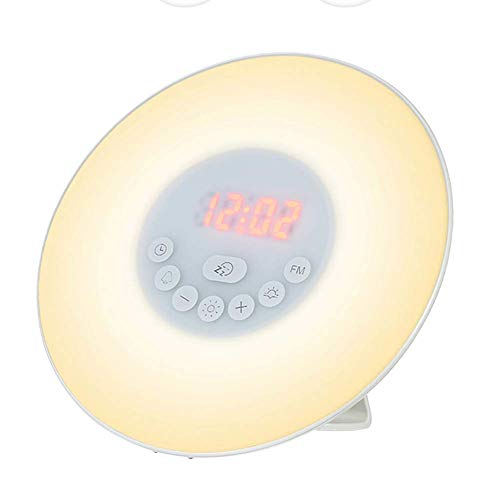 Digitaler Wecker Wake Up Leuchttisch LED Lampe Elektronische Uhr Sunrise Sunset Alarm Snooze Clocks FM Radio Desk