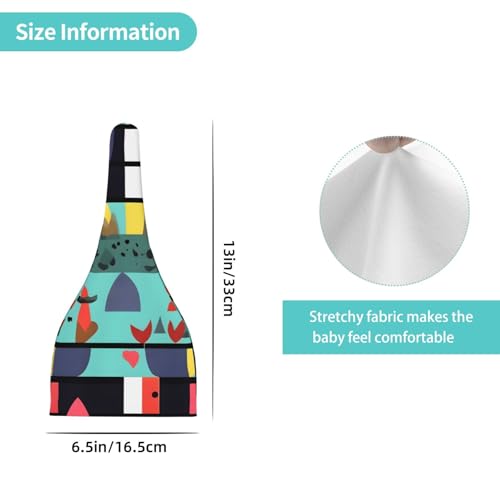 Newborn Baby Hat, Geometric Patterns Print Soft Top Knot Beanie Cap, Cute Baby Headwear for 0-6 Months Black4