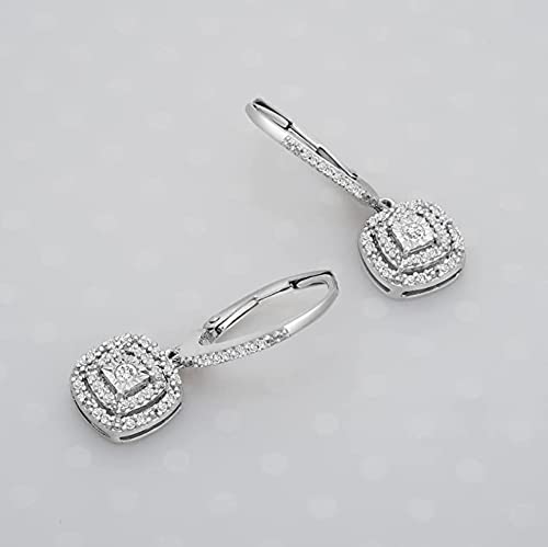 Timeless Love 1/4 CTTW Square Dangle Earrings For Women, Square Diamond Earrings Set In Polished Yellow Gold Over Sterling Silver or Sterling Silver, Dainty Jewelry for Women3