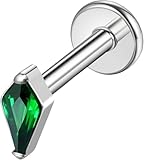 XIUNYIE Joyería Piercing de Titanio G23 16G labret Rosca sin Rosca Push-in con CZ Coloridas cúmulo Caracol hélice lóbulo Rook cartílago pusbal Dormitory Pendiente, Verde rombo