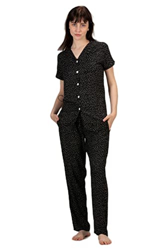 Image of Evolove Women's Polyester Half Sleeves Collared Night Suit Set /Top Pyjama Set Super Soft Comfortable (Nightsuit-Collar-HS-2)