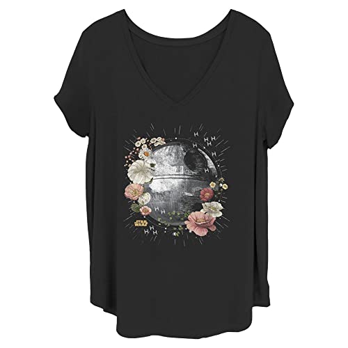 T-shirt Star Wars Death Star fleuri noir grande taille finie l'inconfort