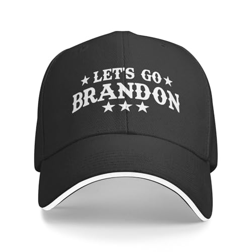 bamgen Two Words Lets Go Brandon Baseball Cap Adjustable Fashion Caps Dad Trucker Hats for Men Women Black