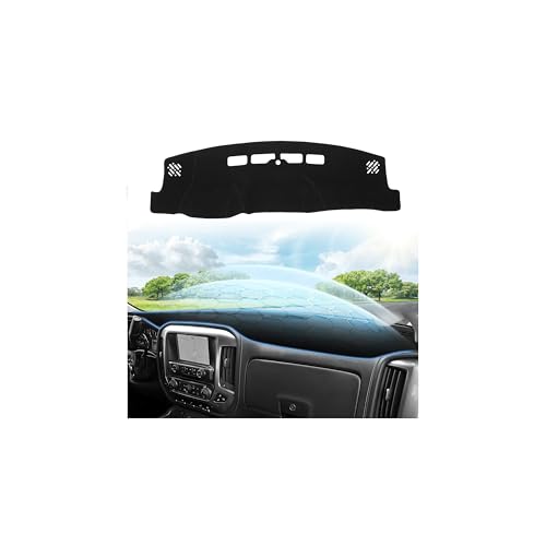 Cartist Black Dash Cover for 2014-2018 Chevrolet Chevy Silverado/GMC Sierra 1500&2015-2019 Silverado/Sierra 2500HD 3500HD Accessories,Anti-Glare Non-Slip Suede Dashboard Cover Mat