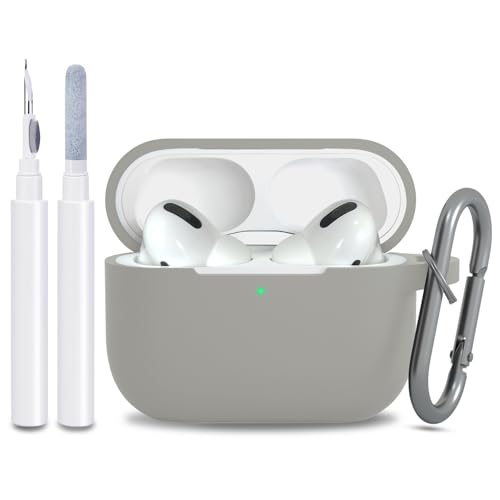 Image of for AirPods Pro 2nd 1st Generation Case Cover with Keychain, Protective Soft Silicone Skin Accessories for Apple AirPods Pro Charging Case 2022 /2019, Front LED Visible, Grey