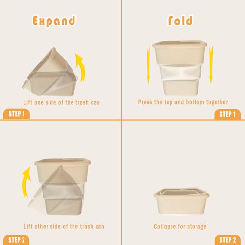 Image of Collapsible Trash Can with Lid for Car, 1.6 Gallon Waterproof, Multipurpose Trash Bin for Car, Camping, Home, Office, Includes 75 Trash Bags