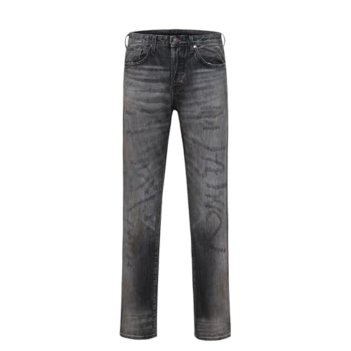 Men's Straight Tapered Leg Jeans Casual Mid Waist Vintage Denim Pants