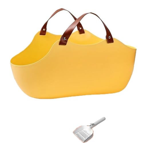 猫トイレ本体 手提げ ポータブルトイレ 持ち運び用 散歩 旅行 携帯可能 42cm 一体型 耐久性 便利 ラクラクお掃除 お手入れ簡単 開封後にすぐ使える 散らかりにくい 快適ワイド