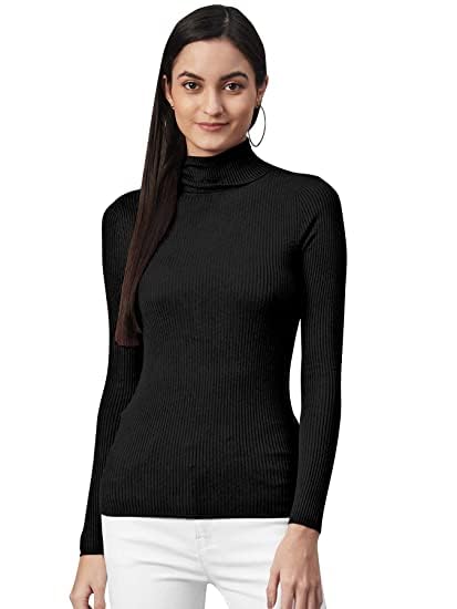 Women Streachble Ribbed Sweatshirt/Highneck top-image-0