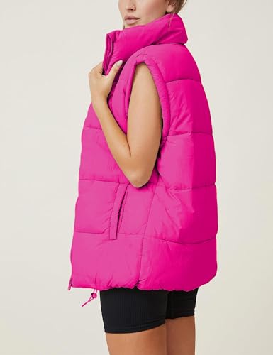 WHN Women's Oversized Puffer Vest Sleeveless Padded Jacket Coat Zip Up Winter Warm Outerwear4