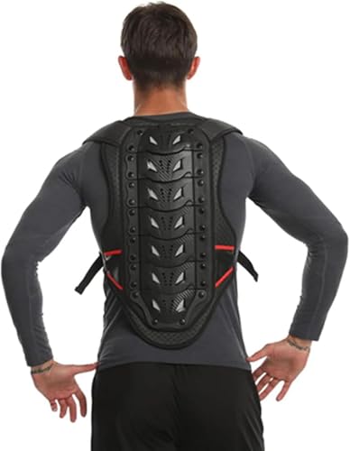 Protection dorsale de moto réglable pour vélo, ski, skateboard, rembourrage en mousse respirante, design ergonomique avec sangles auto-agrippantes pour homme et femme, taille L, noir