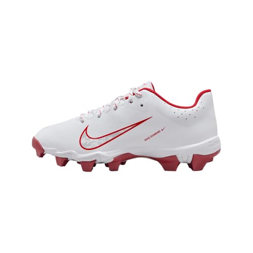 Nike Hyperdiamond 4 Keystone Big Kids' Softball Cleats (FZ0919-104, White/Pure Platinum/University Red)