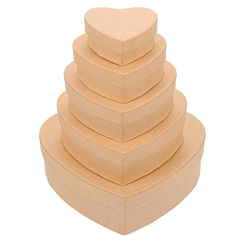 5pcs Mini Paper Mache Boxes Heart Shaped Various Sizes Kraft Paper Mache Box Heart Storage Box for Cookie Chocolate Candy Jewelry (As Shown), 13.5X16.5CM (AU17W56CW716XLW)
