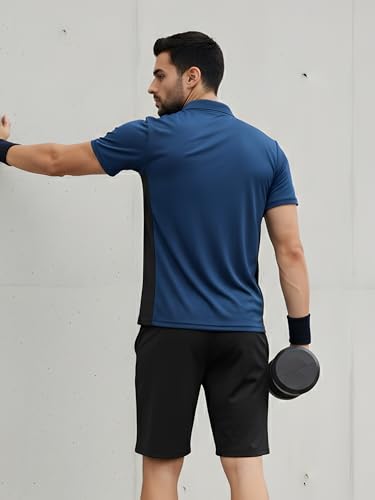 Image of White Moon Dryfit Tshirt for Men, Gym T Shirt for Men Workout - Running with Collar Zipper Neck and Side Panel, Quick-Dry, Anti-Odor Sports Tshirt, Lightweight & Breathable