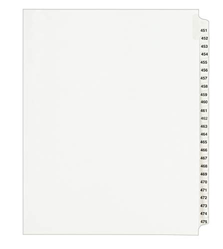 Avery Legal Dividers, Standard Collated Sets, Letter Size, Side Tabs and 451-475 Tab Set (01348)