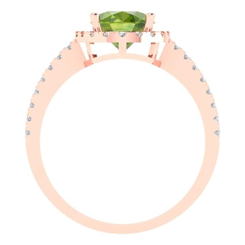 Clara Pucci 2.27 tcw Oval Cut Engagement Ring for Women, 14K Solid Gold, Rose Gold, Solitaire with Accents Natural Peridot Bridal Anniversary Promise Ring4