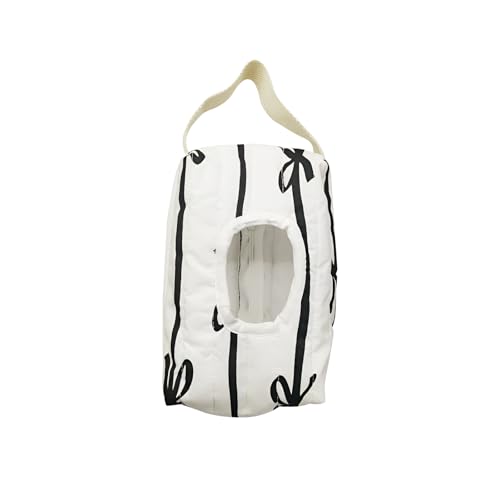 Image of AGLOO Bow Baby Wipes Dispenser - Portable Wet Tissue Storage Bag for Travel, Refillable Diaper Wipe Holder for Car and Stroller – Reusable Hanging Wet Wipe Pouch (Black-White)