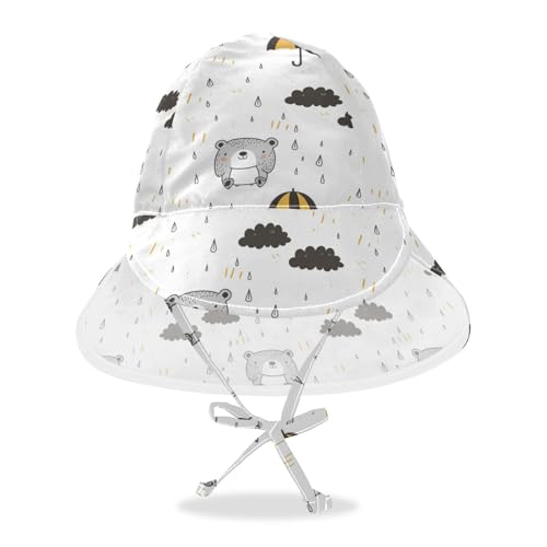 Kids Sunhat Baby Boys' Beach Caps Baby Girls' UPF 50+ Protection Adjustable Traveling Camping Hat Cute Animal Bear Pattern