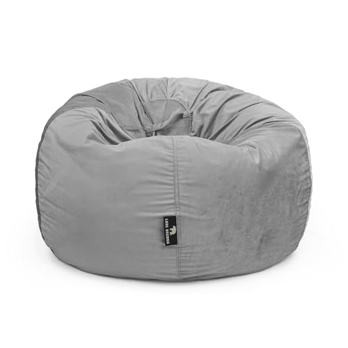Luxe Decora Nest Soft Suede Bean Bag with Removable Layer | Washable | Perfect for Indoor Relaxation | Kids & Adults | Soft Velvet Finish | Filled with Polystyrene Beads (Grey Kids)