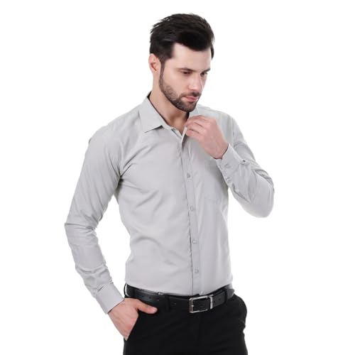 Image of XJARVIS Austin Men's Combed Cotton Shirt | Solid Plain Formal & Casual Shirt for Men | Regular Fit | Spread Collar | Full Sleeve | Office Wear Shirt with Pocket