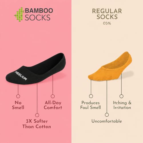 Image of HEELIUM Bamboo No Show Socks for Men | Odour Free & Breathable | 3X Softer Than Cotton Socks | Low Cut Socks | Size (UK 6-10)