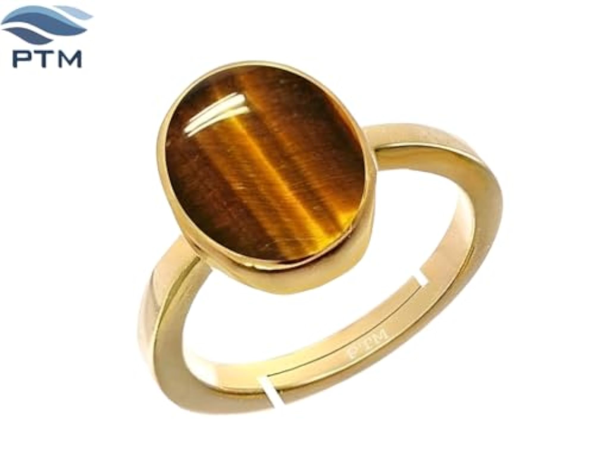 Women's Natural Tiger Eye Gold Plated Adjustable Ring, Astrological Gemstone