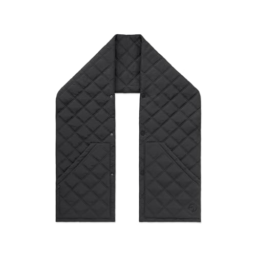 Puffer Hug 418 Convertible Scarf-to-Vest Lightweight Travel-Ready with Deep Fleece-Lined & Hidden Zipper Pockets Unisex (Black)