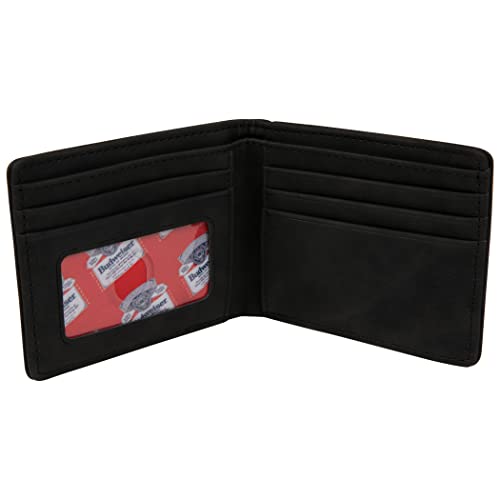AQUARIUS Budweiser Black Bifold Wallet AOP Bowtie Deboss with ID Window4
