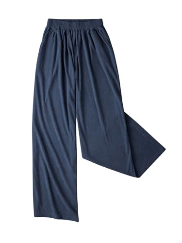 SOLY HUX Women's Wide Leg Corduroy Pants Elastic Waist Baggy Long Pants Trousers with Pockets3