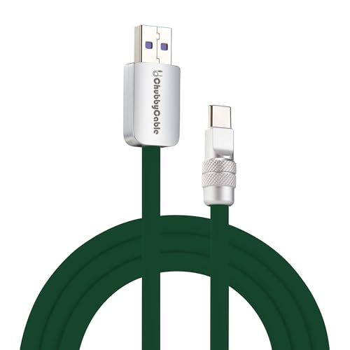 Image of chubbycable Chubby 2.0 Fast Charging Cable Durable Soft Silicone USB C Cable 120W Extra Thick Charger Cord Compatible with iPhone 17-15 Series iPad, Dark Green, USB-A to Type-C, 6.6 FT