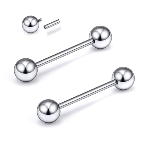 Xnsjeyy 14G Astm F136 Titanium Internally Threaded Nipple Tongue Rings