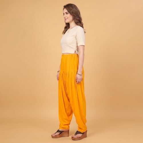Image of FASHION GALLERY Women's Rayon Relaxed Fit Patiala Salwar with Full Length Drawstring Closure Type and Flexible Waist | Patiala Pant for Woman Free Size Fit Upto XXL