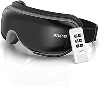 RENPHO - Eye Massager with Remote Control & Heat, Compression, Wireless Music Rechargeable Eye Heat Massager for Relax and Reduce Eye Strain Dark Circles Eye Bags Dry Eye Improve Sleep
