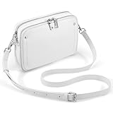 befen Genuine Leather Crossbody Bags for Women, RFID Protected Leather Shoulder Bag Small Women's Crossbody Handbags,Built in Wallet Anti Theft Cross Over body Purses with Adjustable Strap, White