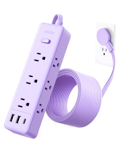 NTONPOWER Purple Power Strip Protector de Sobretensión Extensión 5FT, 9 Tomas y 3 USB (1 USB C), Montable, 1080J, Accesorios de Escritorio para Hogar y Oficina miniatura 1