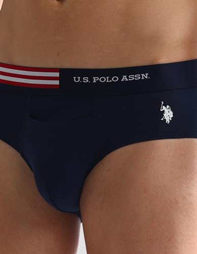 Image of U.S. Polo ASSN. Mens OEB06 Flag Waist Single Jersey Underwear Briefs - Pack of 2