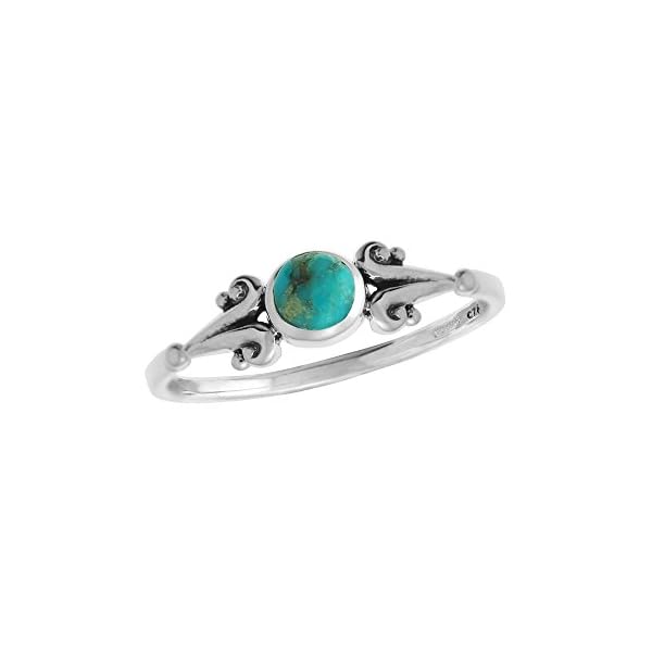 Boma Jewelry Sterling Silver Round Turquoise Ring with Scrolling Side Detail (7)
