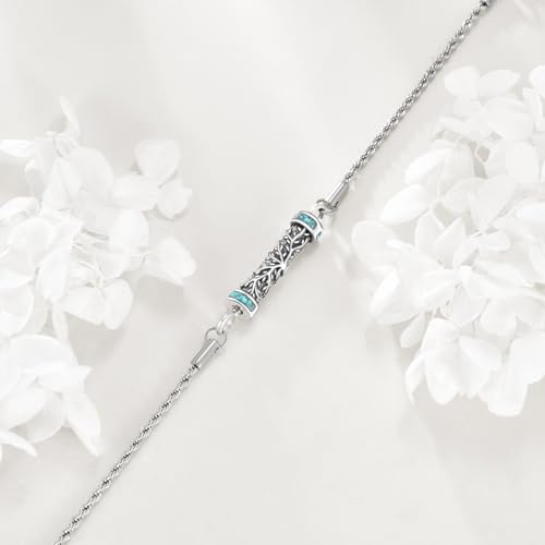 Urn Bracelet For Ashes 925 Sterling Silver Abalone Shell Cremation Keepsake Pendant Locket Bracelet For Women Men3