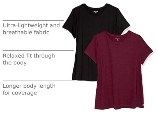 Image of Amazon Essentials Women's Active Quick Dry Tech Stretch Short-Sleeve Crewneck T-Shirt, Multipacks
