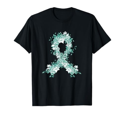 Cancer Survivor Gift Teal Ribbon Cancer Conciencia sobre el cáncer de ovario Camiseta