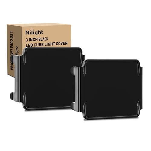 Image of Nilight 3 Inch Cube Light Pod Covers 2 PCS Black Color | Protective Durable Polycarbonate Lens, Waterproof Dustproof Scratch-Proof for Square Off Road Driving Lighting