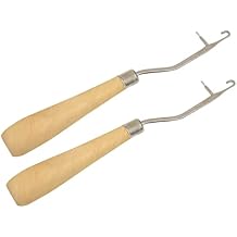 Crochet Hooks Set of 2 Latch Hook Tool with Wooden Handle for Crochet Kit/Crochet Hooks for Hair 6.5 Inches