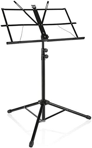 Display4top Adjustable Heights Sheet Music Stand Holder,Portable Folding Metal Music Stand with Carrying Bag,Lightweight for Storage or Travel, Black