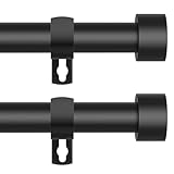 Black Curtain Rods for Windows 28 to 48 Inch,2 Pack 5/8 Inch Diameter Small Curtain Rod Set,Heavy Duty Drapery Rods with Brackets for Bedroom, Living Room, Kitchen,Patio