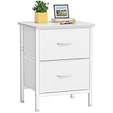 HOMIDEC Bedside Table,Side Table with 2 Fabric Drawers and Metal Frame,Large...
