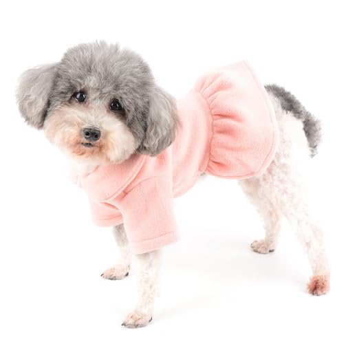 Zunea Vestidos de inverno para cães pequenos menina macio quente doce filhote de cachorro vestido de